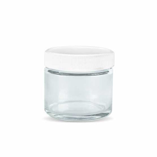 Glass jar with white plastic cap